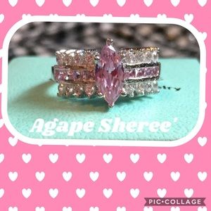 Pink Marquise Cut Ring Sterling Silver